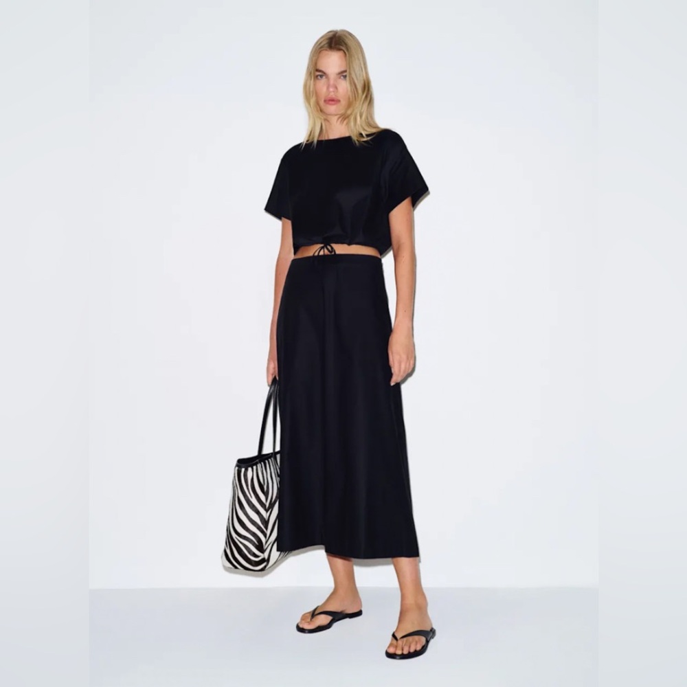 NEW Reformation Jordan Cotton Two Pieces Skirt Set - Black Size 4